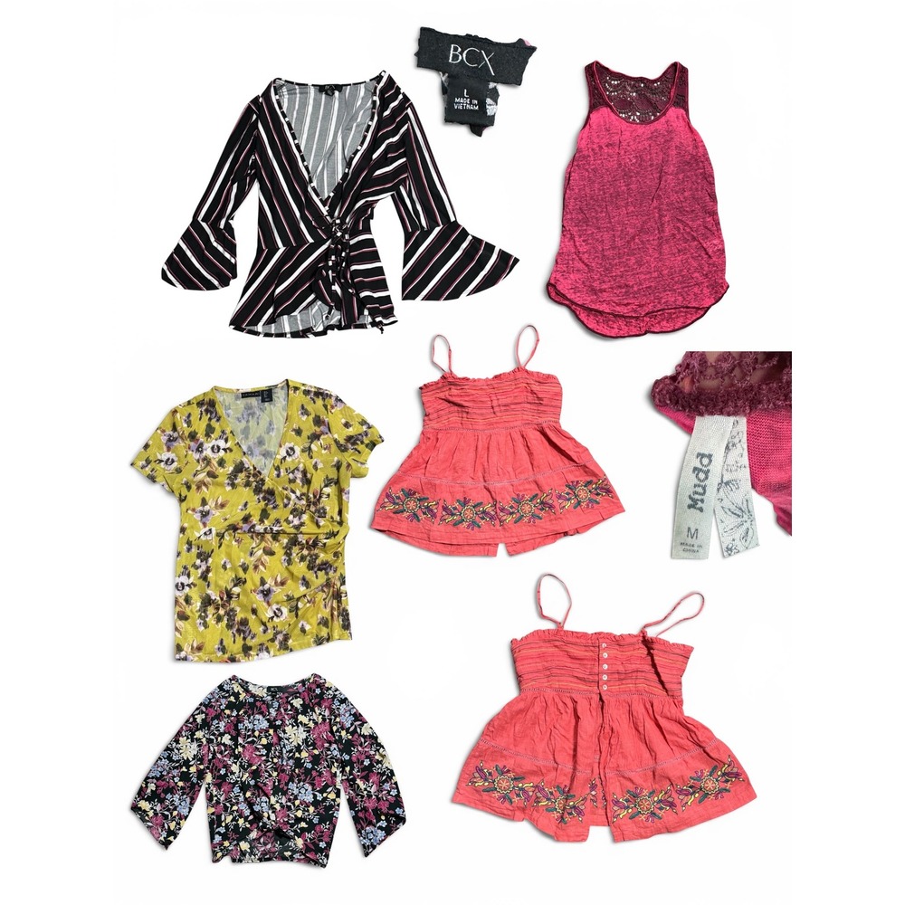 Lot of 5 Y2K tops BCX Mudd Tahari Ban‎ jara romantic fairy grunge 2000s blouses
